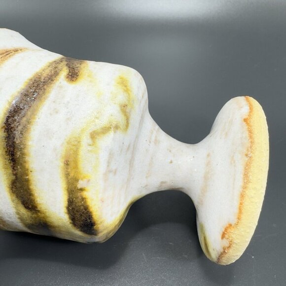 Vintage Hand Made Stoneware Pottery Footed Cups Goblets Set 4 Drip Glaze Cups - Picture 6 of 15